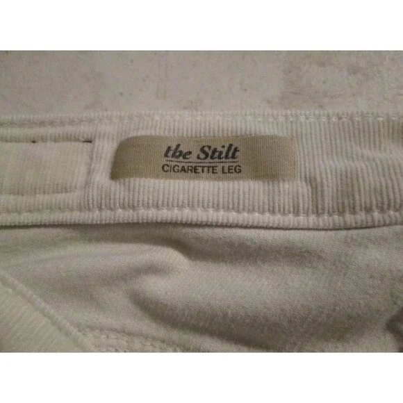 Ag Adriano Goldschmied Corduroy the Stilt Cigarette Pants Size 26 Ivory Solid - Picture 2 of 9